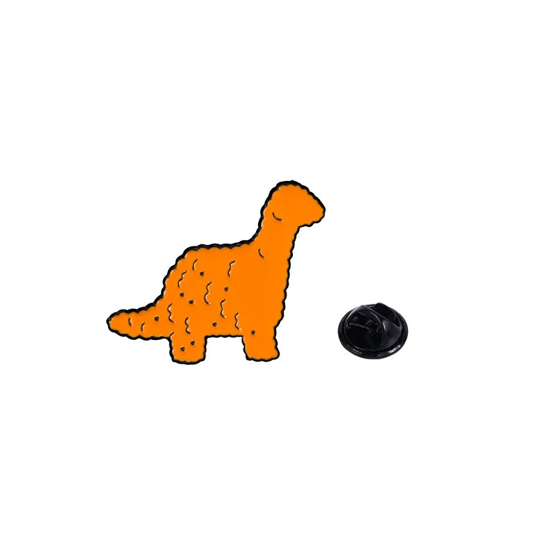 Cute Cartoon Dinosaur Biscuits Tomato Ketchup Enamel Brooch Brontosaurus Stegosaur Lapel Pin Badge Backpack Clothing Accessories