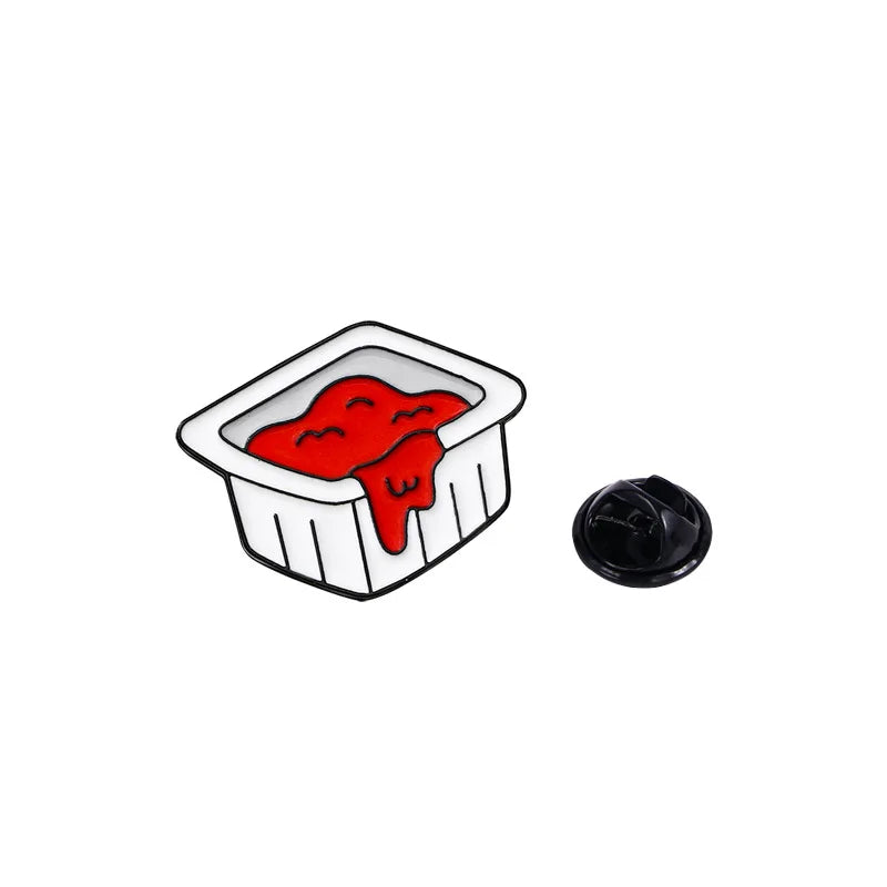 Cute Cartoon Dinosaur Biscuits Tomato Ketchup Enamel Brooch Brontosaurus Stegosaur Lapel Pin Badge Backpack Clothing Accessories