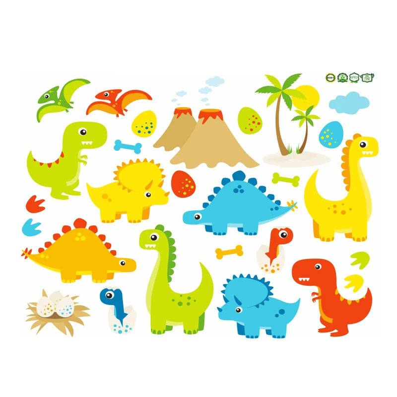 Colorful Cartoon Dinosaur Wall Stickers - Kids Room Decor