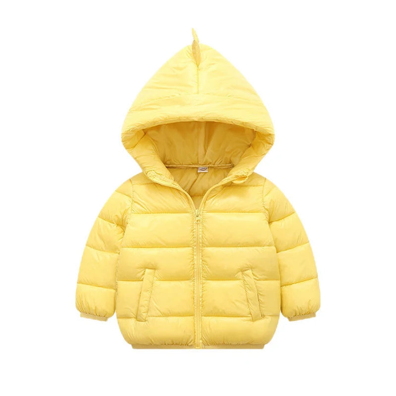 2 3 4 5 6 Years Old Winter Baby Boys Jacket Fashion 3D Dinosaur Outerwear Hooded Zipper Christmas Party Girl Coat Kids Clothes