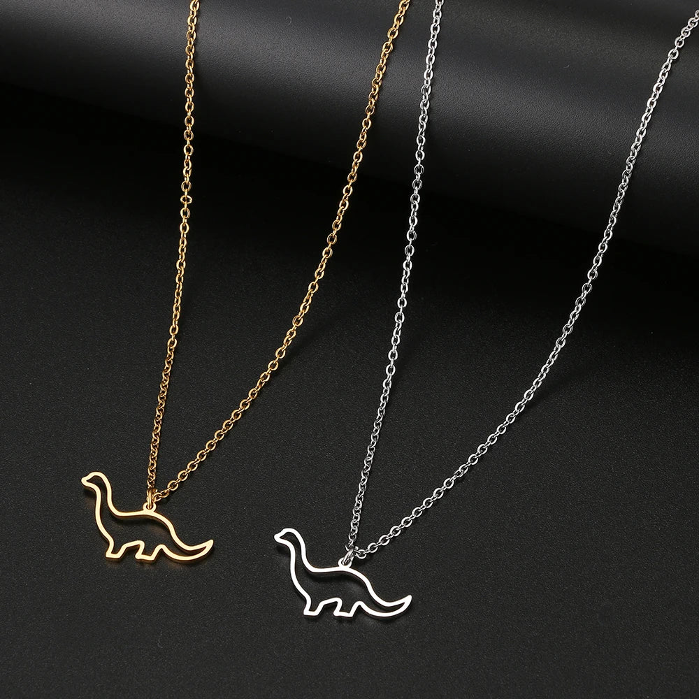 Stainless Steel Necklaces Hollow Dinosaur Animal Pendant Man's Chain Choker Fashion Necklace For Women Jewelry Party Best Gifts