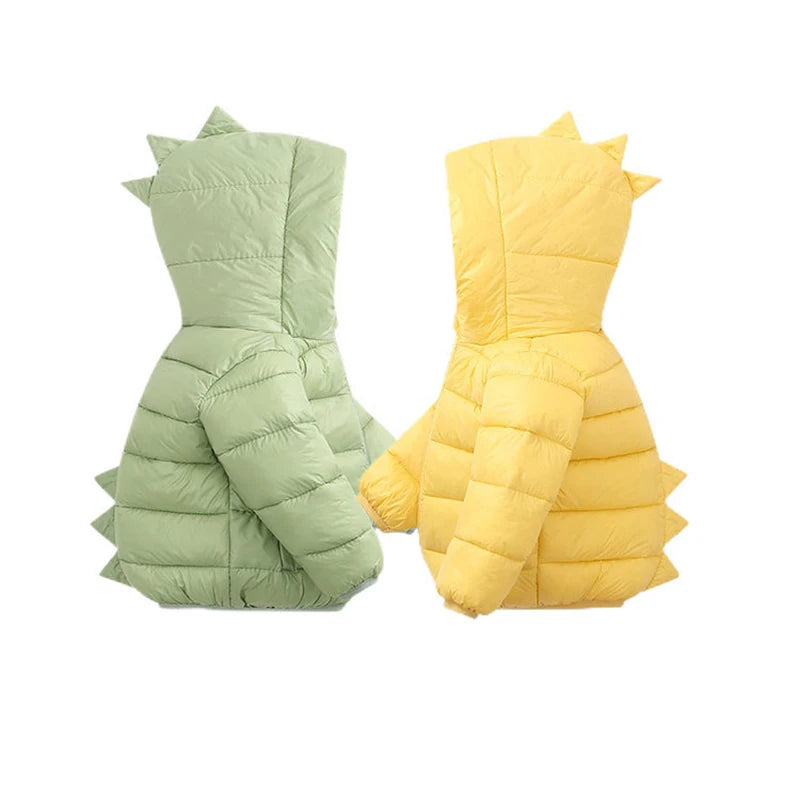 2 3 4 5 6 Years Old Winter Baby Boys Jacket Fashion 3D Dinosaur Outerwear Hooded Zipper Christmas Party Girl Coat Kids Clothes