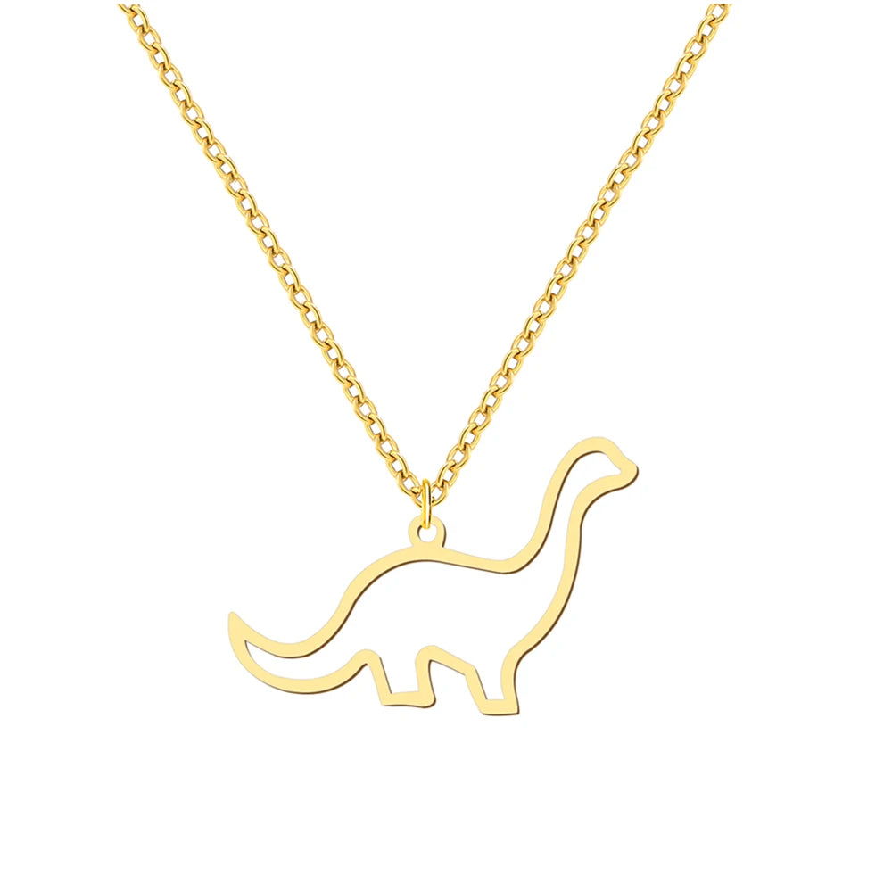Stainless Steel Necklaces Hollow Dinosaur Animal Pendant Man's Chain Choker Fashion Necklace For Women Jewelry Party Best Gifts