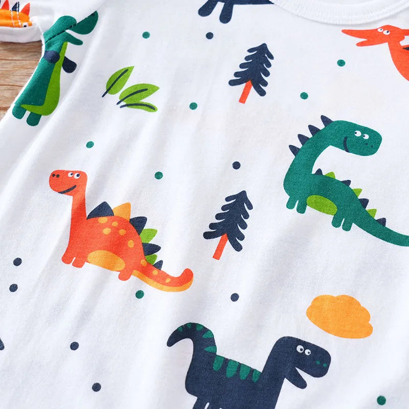 Newborn Baby Jumpsuit – Cute Dinosaur Print, Soft Cotton, Short Sleeve for Boys & Girls (0-18 Months)