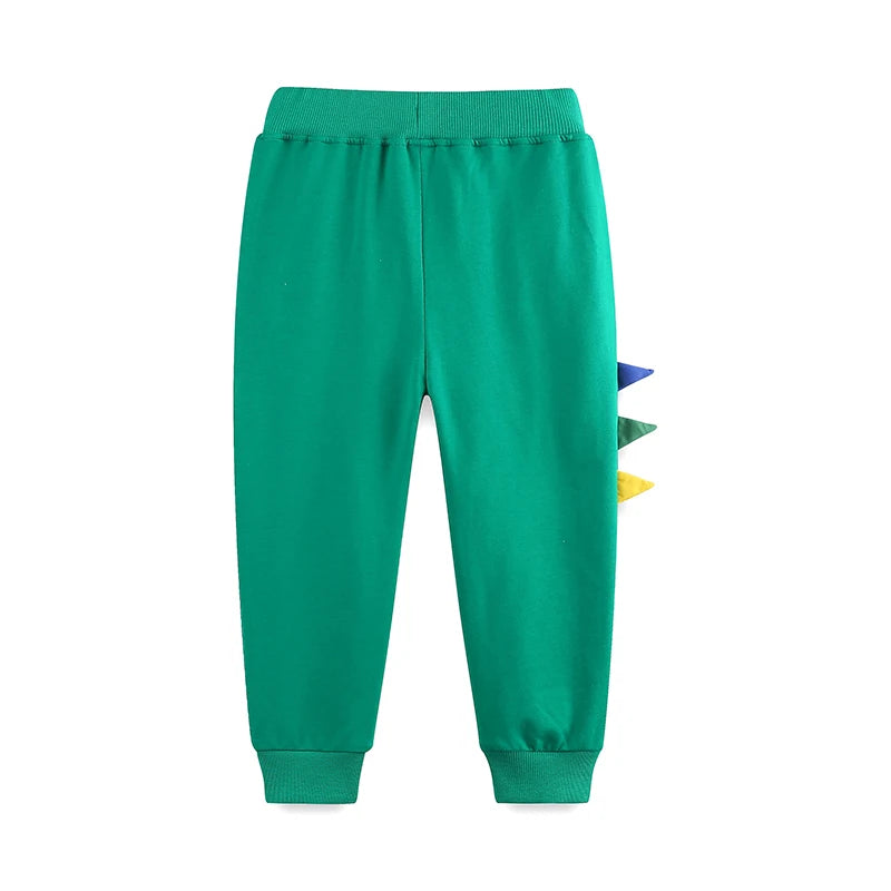 Boys' Cotton Sweatpants – Embroidered Dinosaur Cartoon Trousers