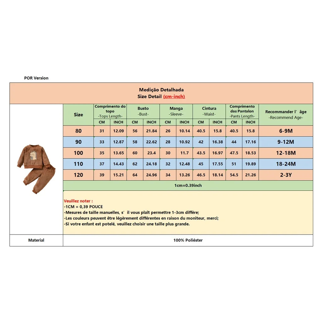 2PCS Winter Flannel Dinosaur Outfit – Unisex Toddler Sweater + Pants