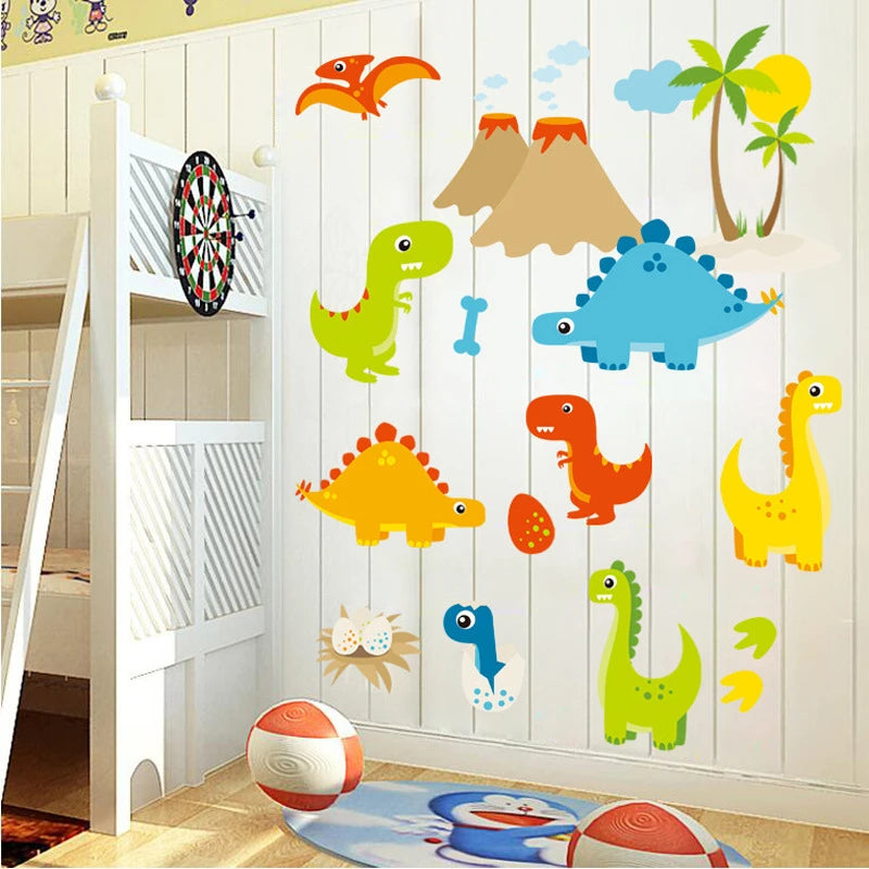 Colorful Cartoon Dinosaur Wall Stickers - Kids Room Decor