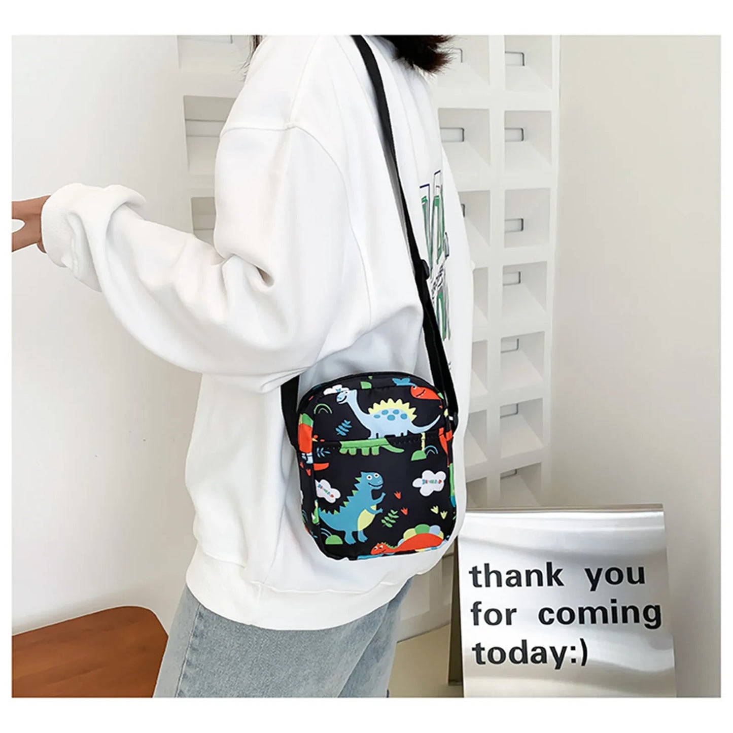 Messenger Bag Cute Cartoon Dinosaur Mini Crossbody Shoulder Bag for Baby Girls Boys Coin Purse Zipper Money Phone Pouch