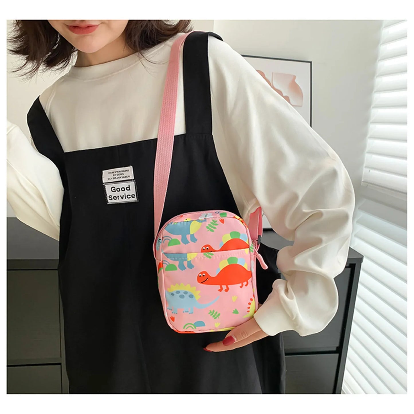 Messenger Bag Cute Cartoon Dinosaur Mini Crossbody Shoulder Bag for Baby Girls Boys Coin Purse Zipper Money Phone Pouch