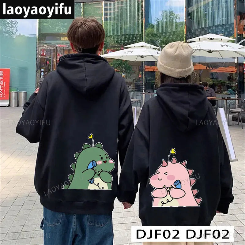 Cute Cartoon Dinosaur Hoodie Pullover for Couples