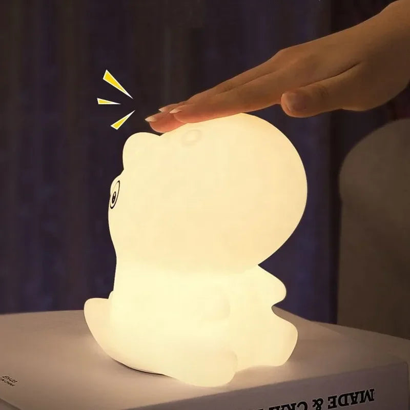 LED Silicone Dinosaur Night Light – Soft, Cute Lamp for Baby & Kids' Rooms, Nursery Decor