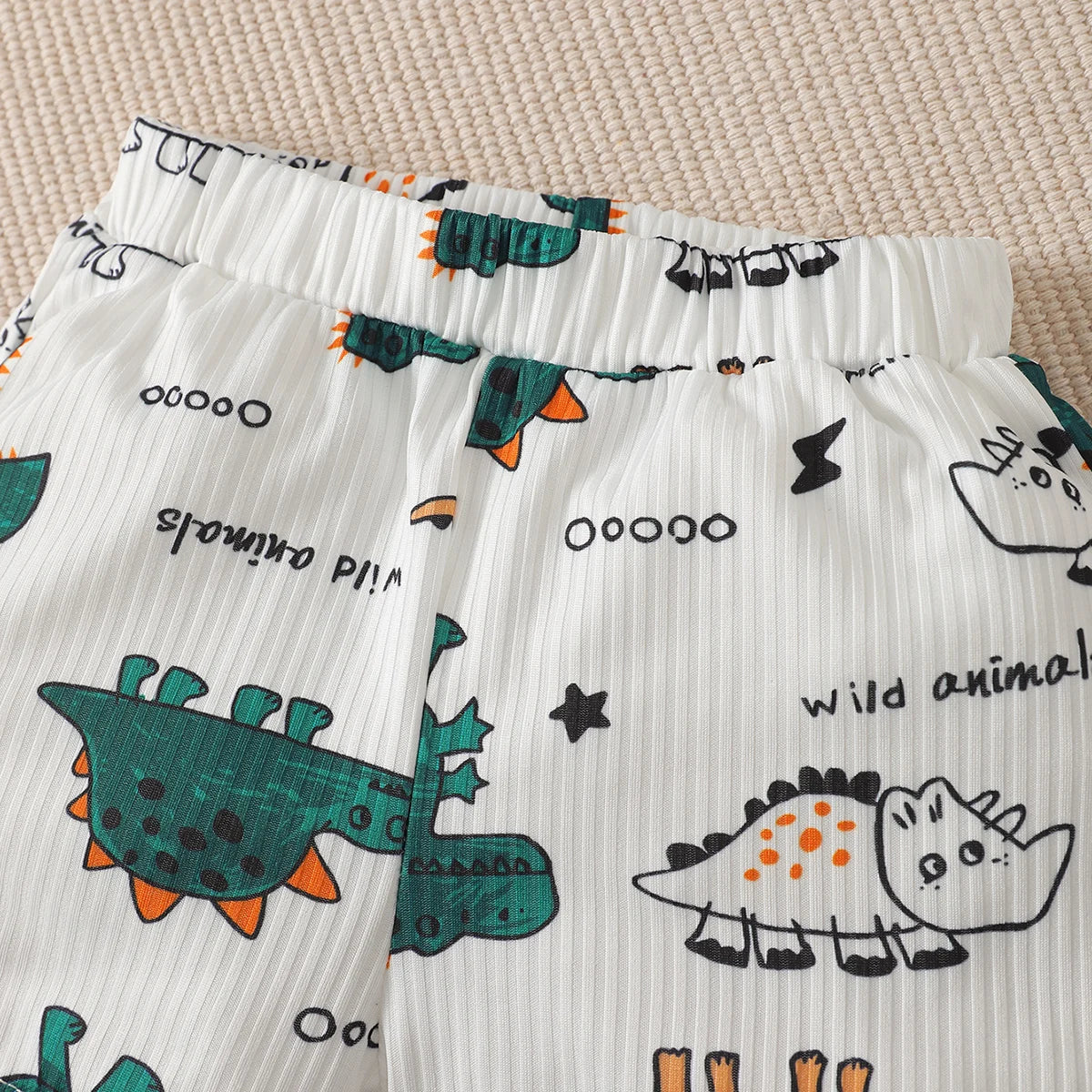 Summer Dinosaur & Letter Print T-Shirt and Shorts Set for Boys and Girls