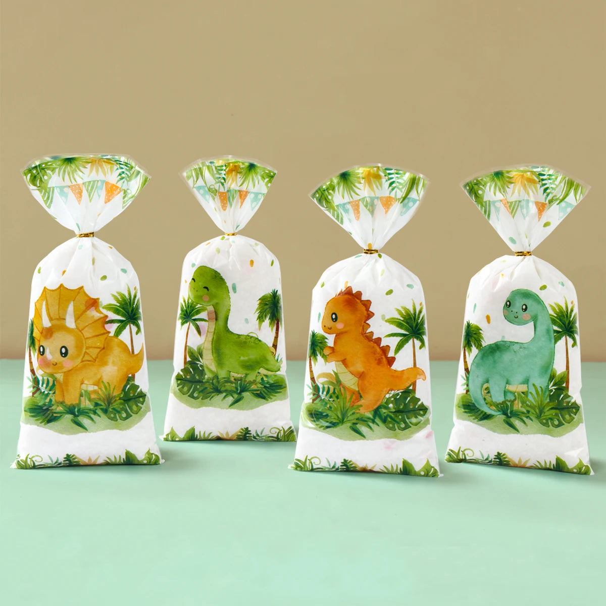 Cartoon Dinosaur PVC Gift Bags - 25/50/100pcs