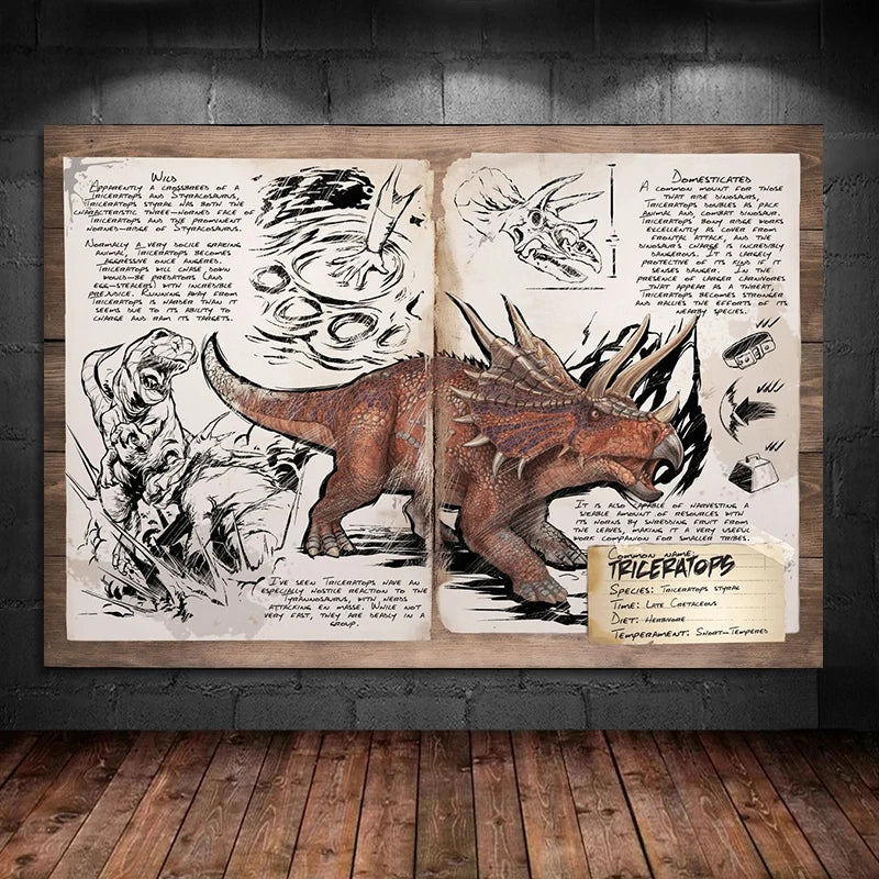 Abstract Retro Game ARK: Survival Evolved Dinosaur Series Canvas Art Print Posters for Living Room Home Decor