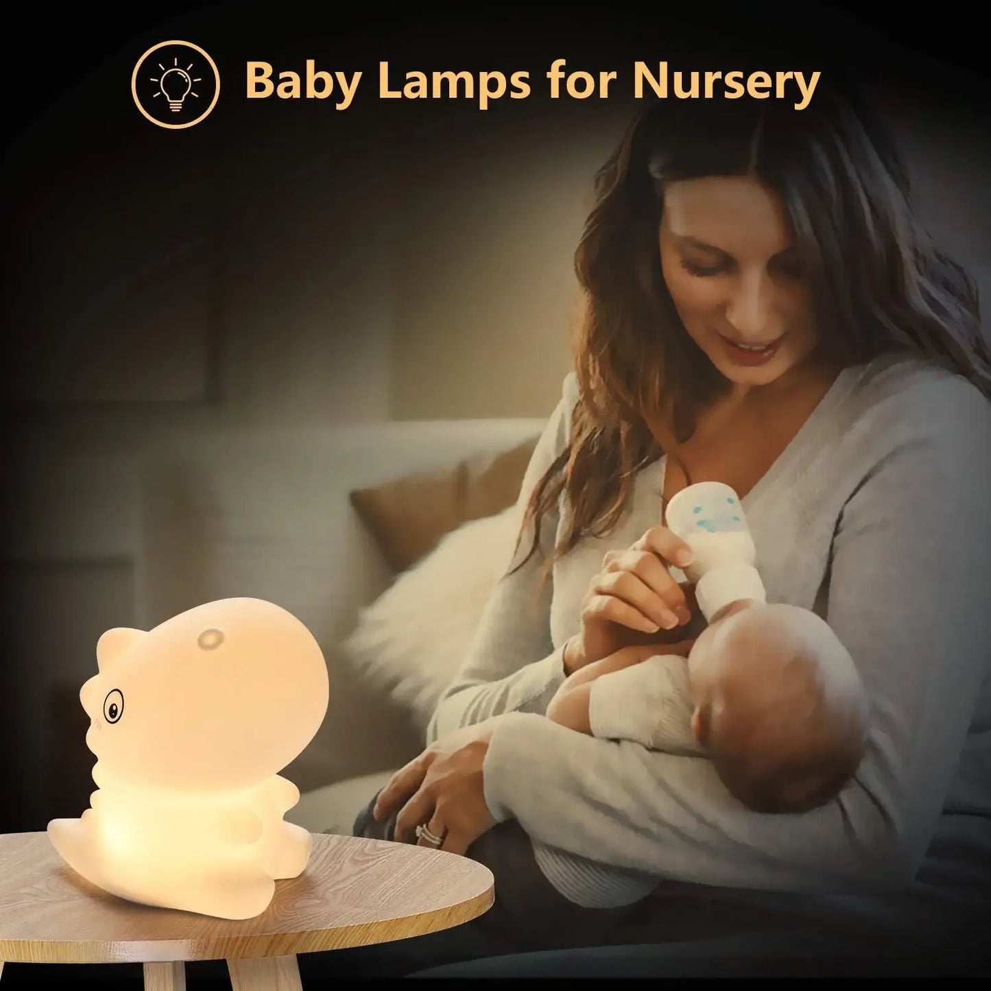 LED Silicone Dinosaur Night Light – Soft, Cute Lamp for Baby & Kids' Rooms, Nursery Decor