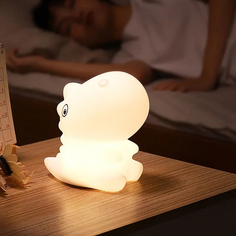 LED Silicone Dinosaur Night Light – Soft, Cute Lamp for Baby & Kids' Rooms, Nursery Decor