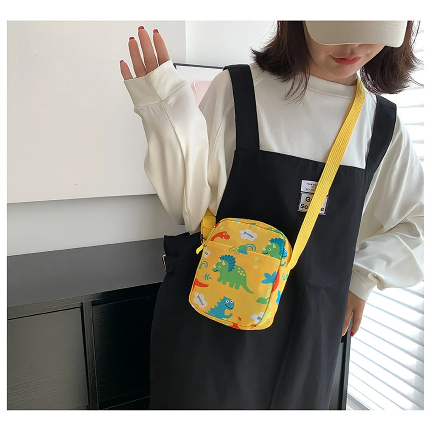 Messenger Bag Cute Cartoon Dinosaur Mini Crossbody Shoulder Bag for Baby Girls Boys Coin Purse Zipper Money Phone Pouch