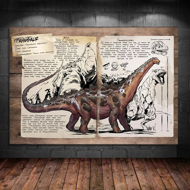 Abstract Retro Game ARK: Survival Evolved Dinosaur Series Canvas Art Print Posters for Living Room Home Decor