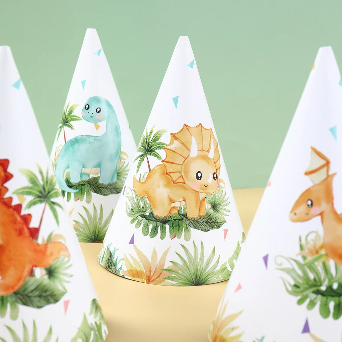 Jungle Dinosaur Theme Party Paper Hat Birthday Party Decorations for Kids Boys Cartoon Animal Party Caps Birthday Supplies