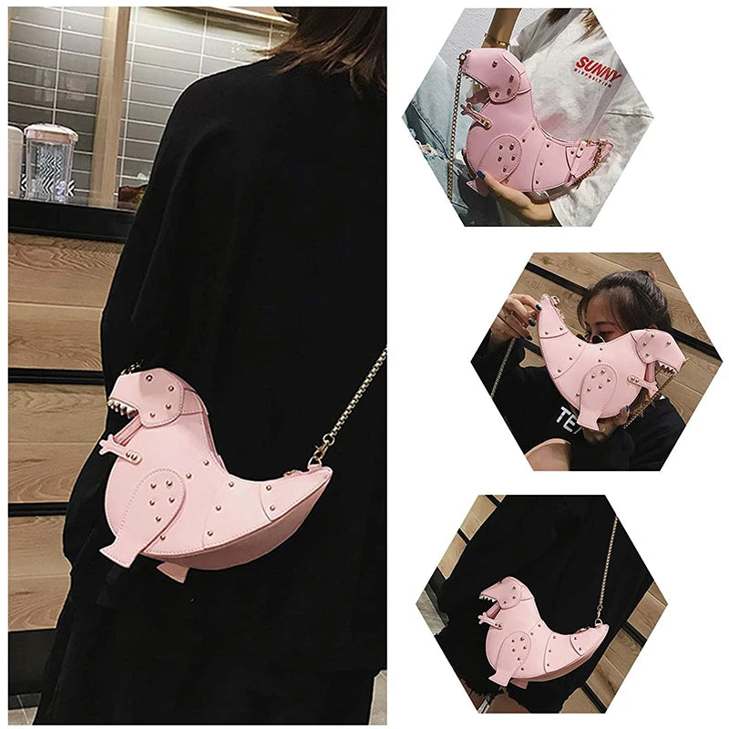 Dinosaur Design Rivets Women's Purses and Handbags Shoulder Chain Bag Designer Small Crossbody Bag Female Clutch Bag Pu Leather