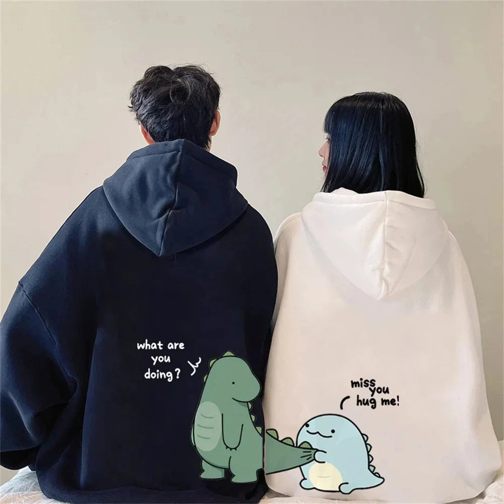 Couples Dinosaur Print Hoodie