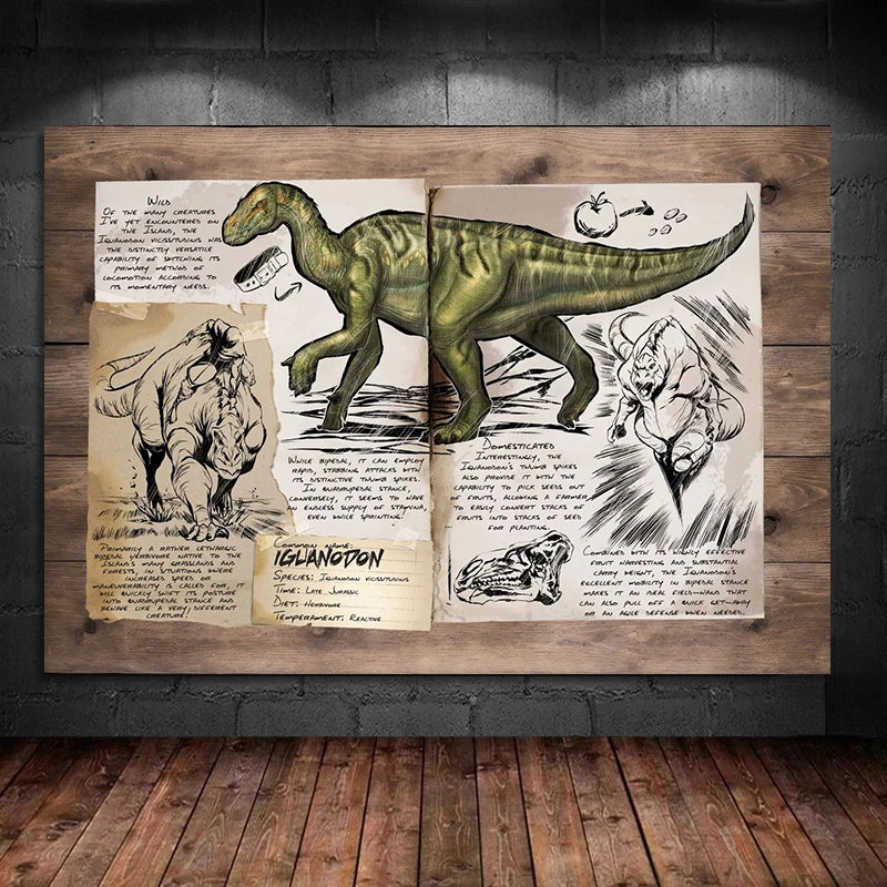 Abstract Retro Game ARK: Survival Evolved Dinosaur Series Canvas Art Print Posters for Living Room Home Decor