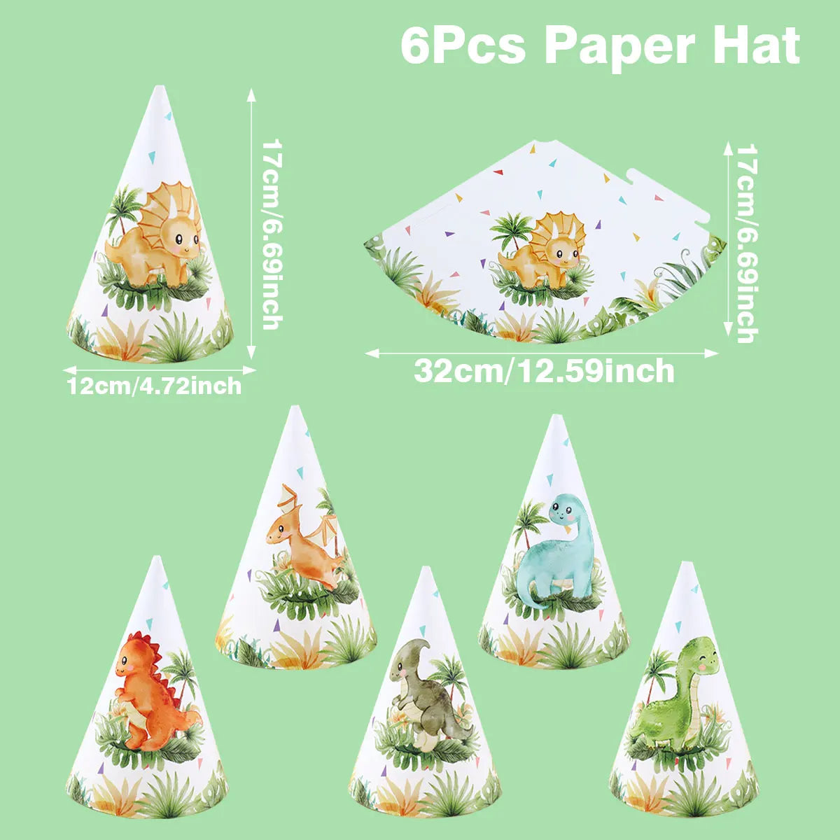 Jungle Dinosaur Theme Party Paper Hat Birthday Party Decorations for Kids Boys Cartoon Animal Party Caps Birthday Supplies