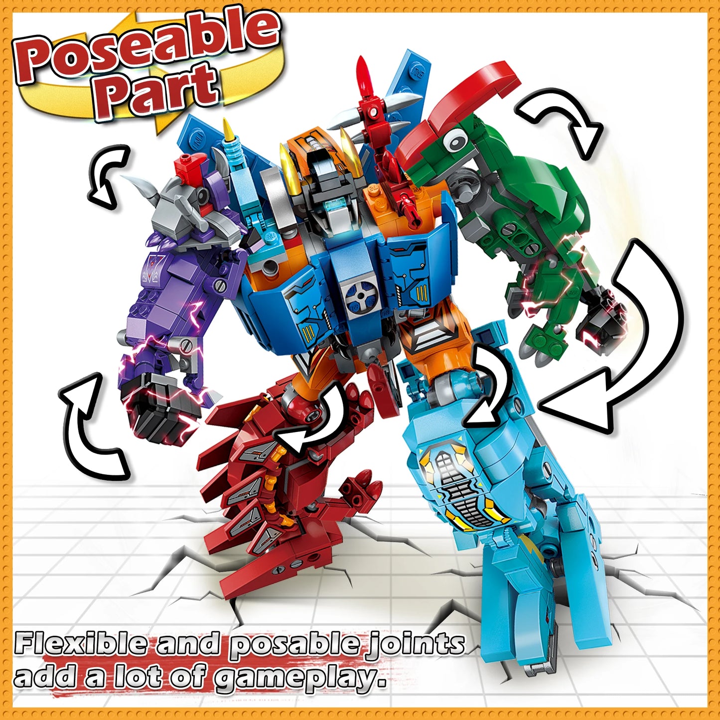 Jurassic Dinosaur 6-in-1 Building Toy Set – Action Figure