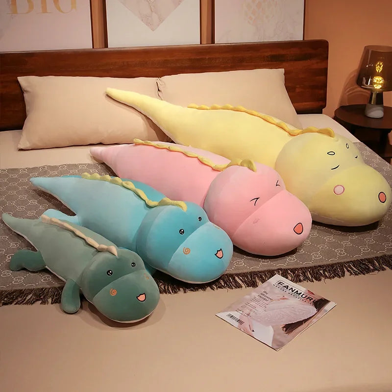 Cuddly Big Dinosaur Plush – Soft Dino Toy in Blue, Green, and Pink