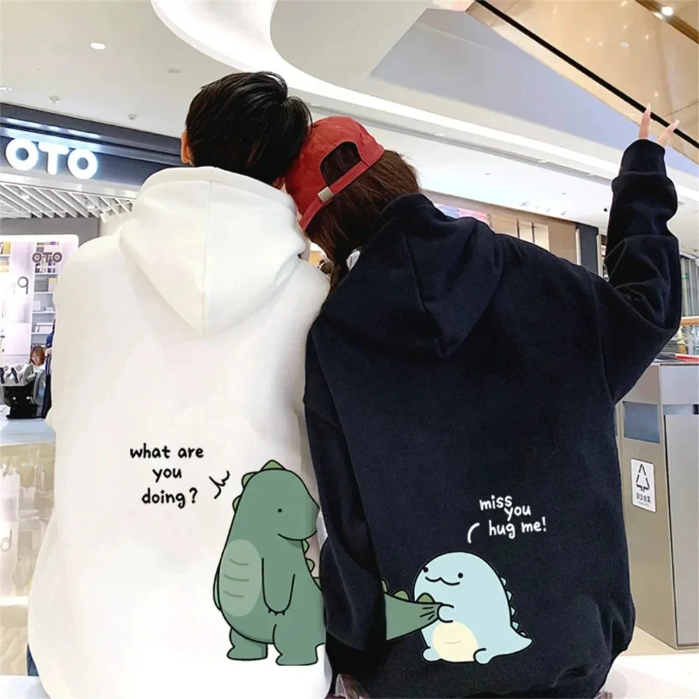 Couples Dinosaur Print Hoodie