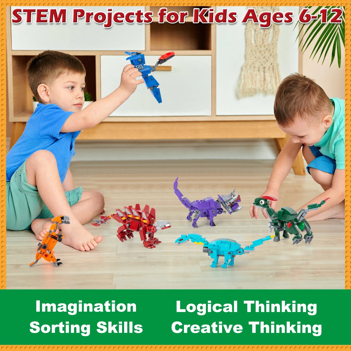 Jurassic Dinosaur 6-in-1 Building Toy Set – Action Figure