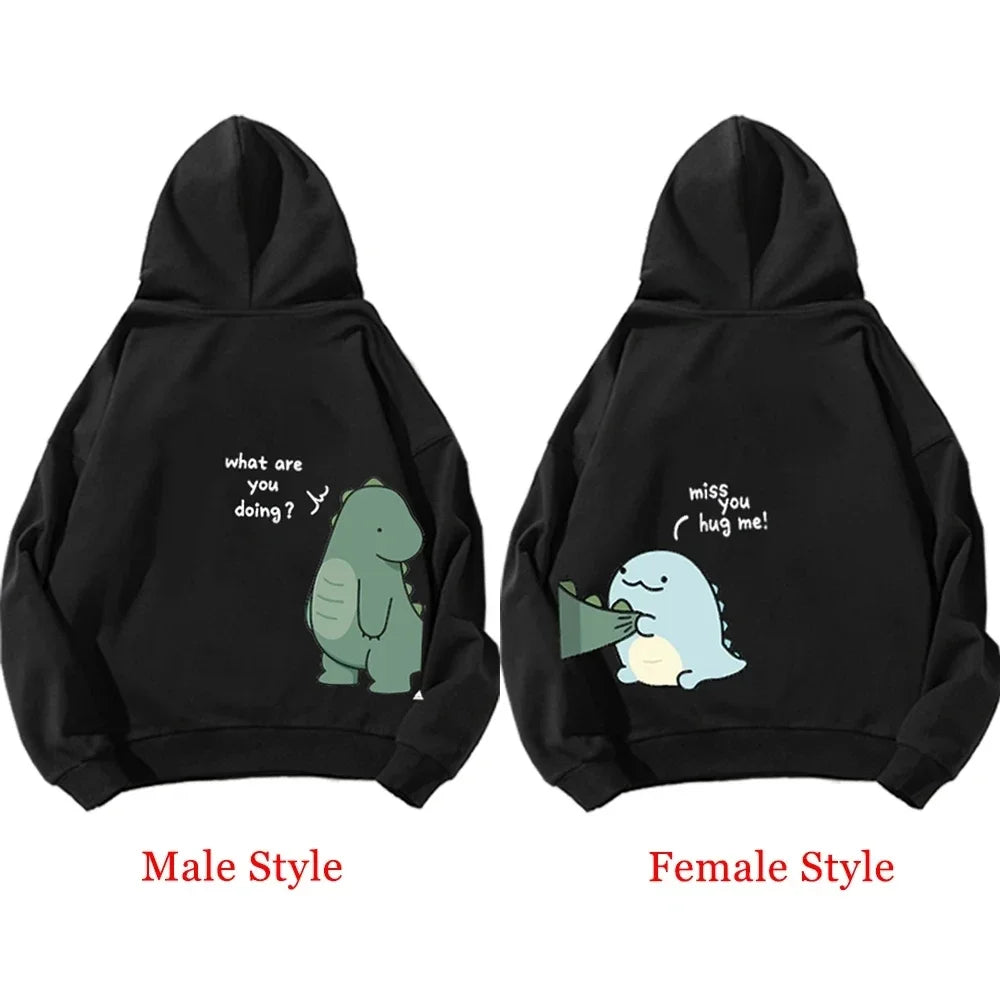 Couples Dinosaur Print Hoodie