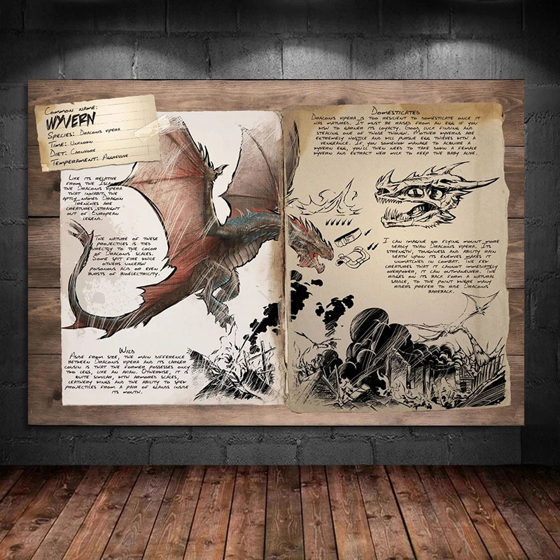 Abstract Retro Game ARK: Survival Evolved Dinosaur Series Canvas Art Print Posters for Living Room Home Decor