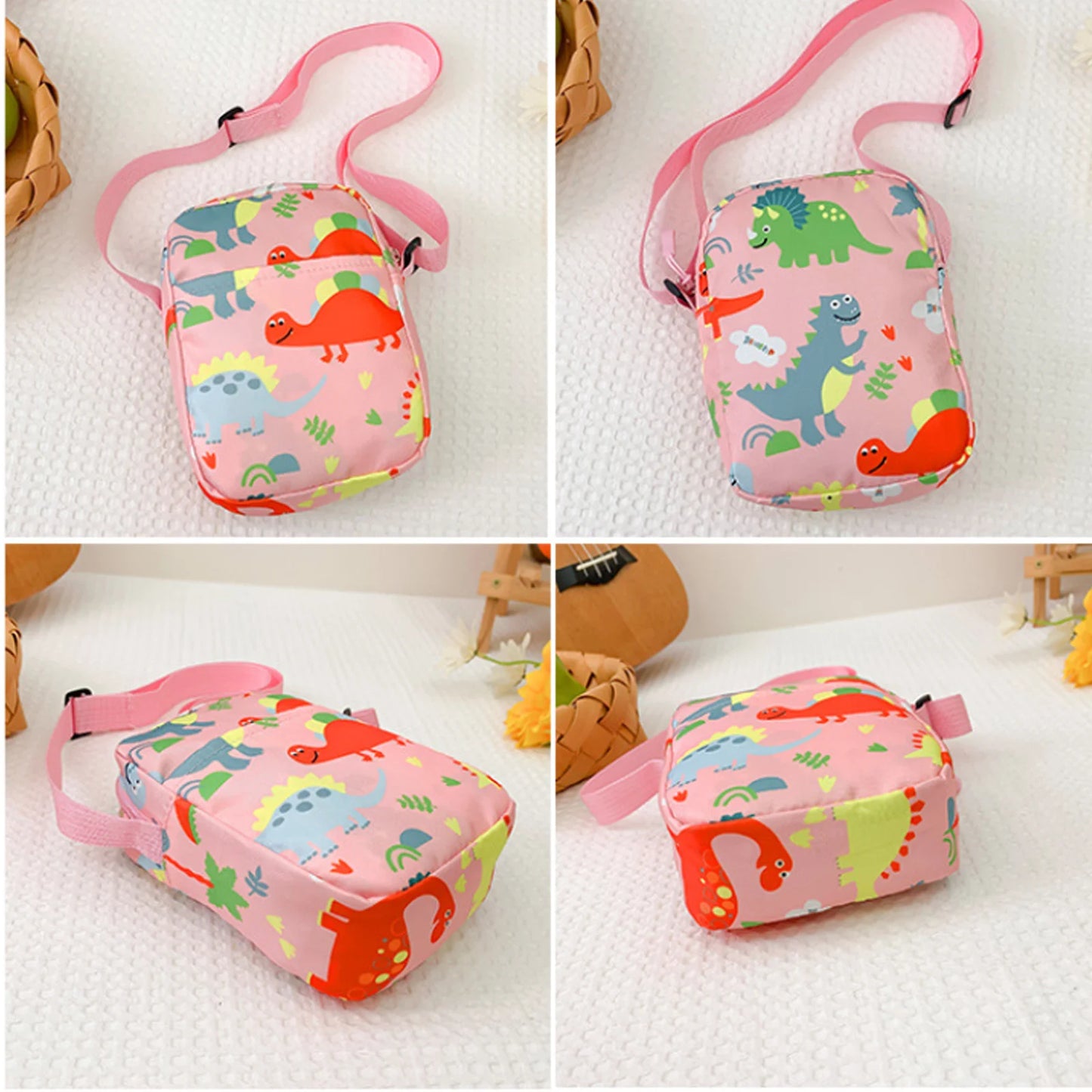 Messenger Bag Cute Cartoon Dinosaur Mini Crossbody Shoulder Bag for Baby Girls Boys Coin Purse Zipper Money Phone Pouch