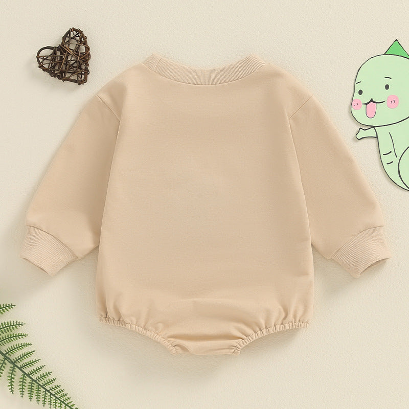 Baby Long Sleeve Dinosaur Embroidery Triangle Overalls