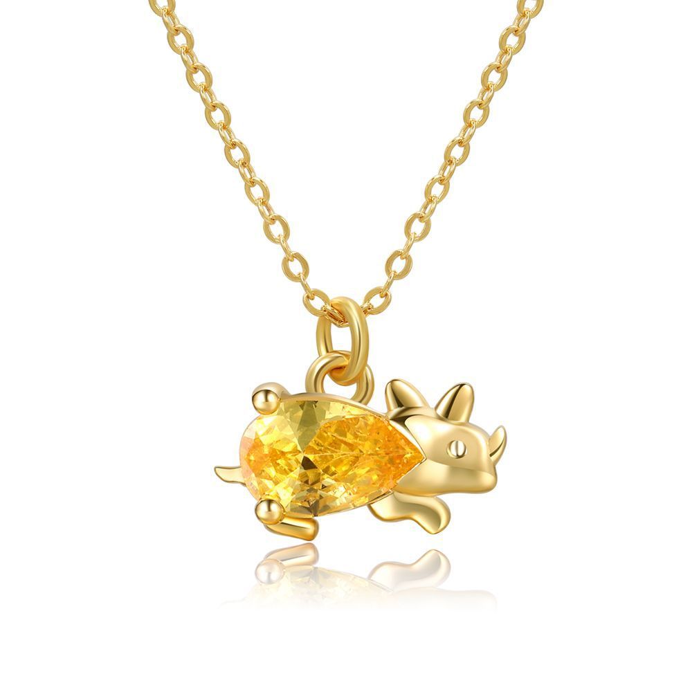 18K Gold Preserving Color Jewelry Forest Dinosaur Necklace