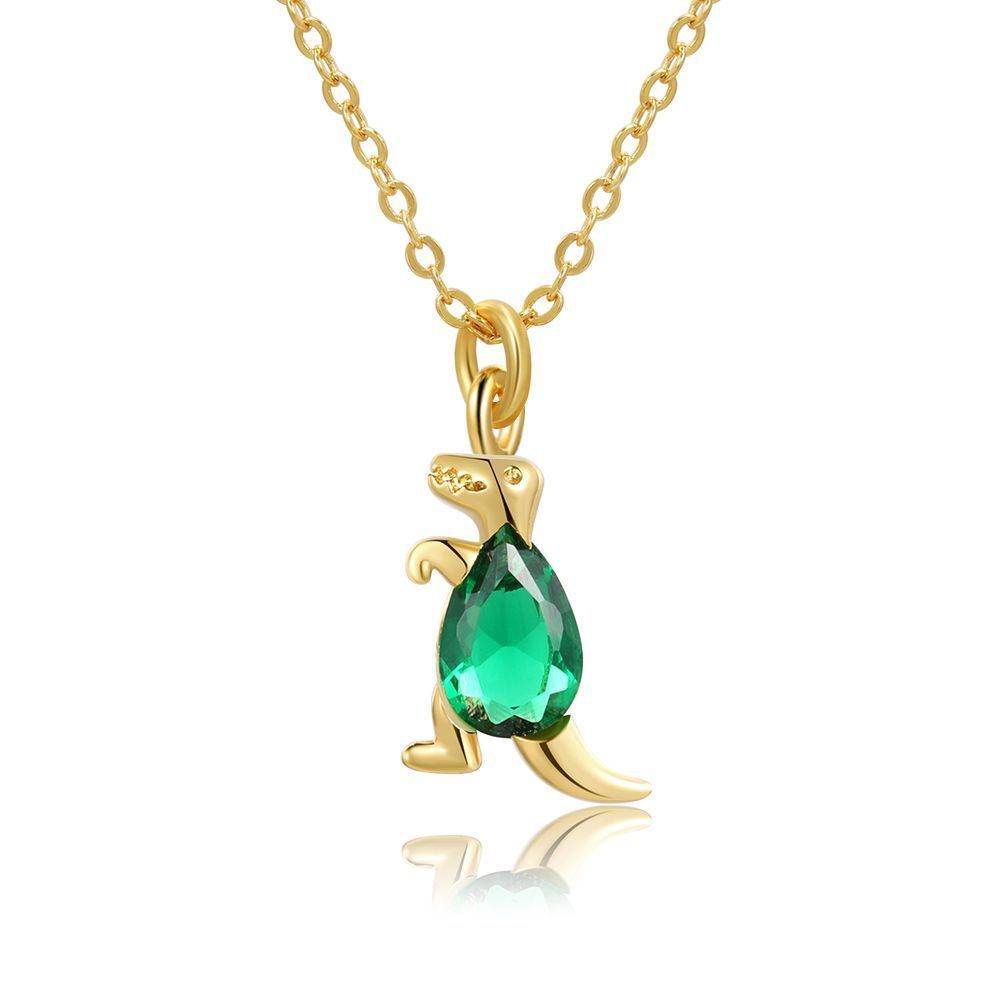 18K Gold Preserving Color Jewelry Forest Dinosaur Necklace