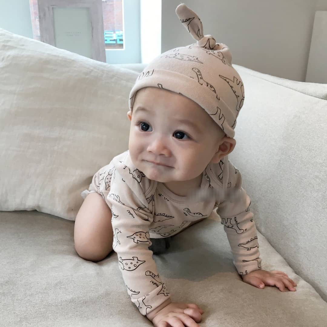 Infant baby dinosaur round neck suit