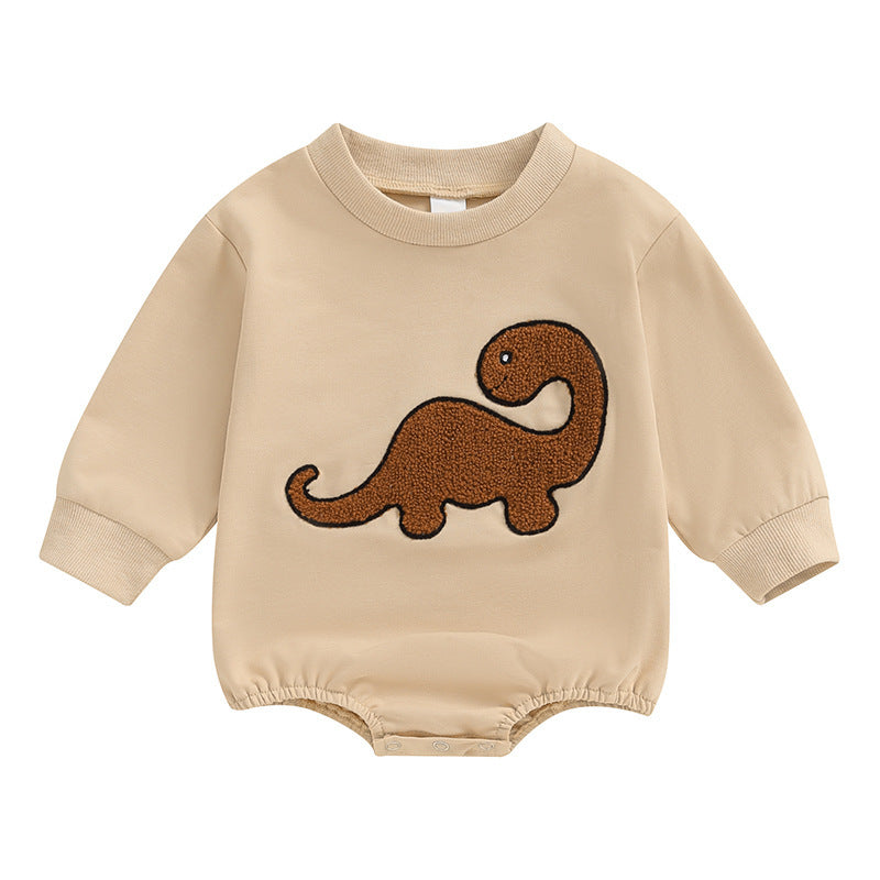 Baby Long Sleeve Dinosaur Embroidery Triangle Overalls