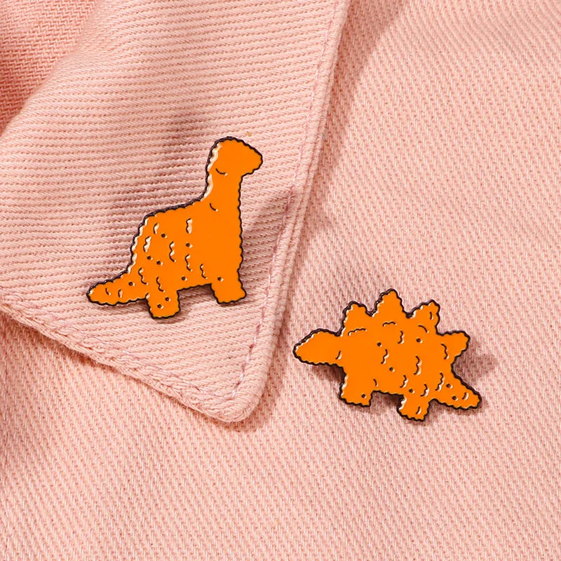 Cute Cartoon Dinosaur Biscuits Tomato Ketchup Enamel Brooch Brontosaurus Stegosaur Lapel Pin Badge Backpack Clothing Accessories