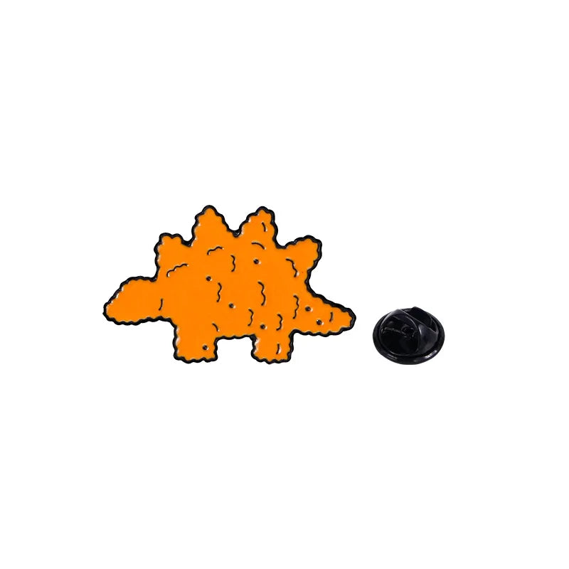 Cute Cartoon Dinosaur Biscuits Tomato Ketchup Enamel Brooch Brontosaurus Stegosaur Lapel Pin Badge Backpack Clothing Accessories