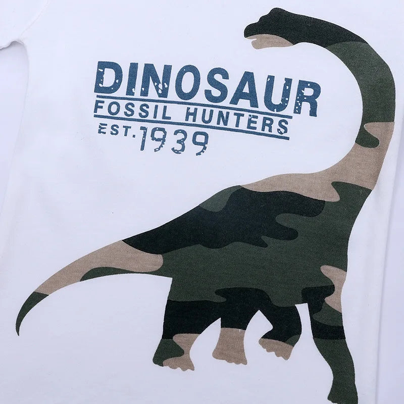 Dinosaur T Shirt for Boys Child Kids Cotton Tees Tops Long Sleeve Cartoon Clothes Spring Autumn Children T-shirt 1-8 Years