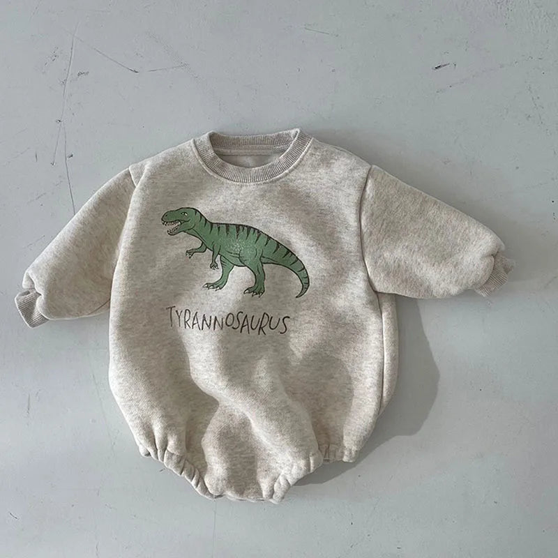 Baby Dinosaur Bodysuit – Fleece One-Piece for Toddlers, Boys & Girls with Fur Lining