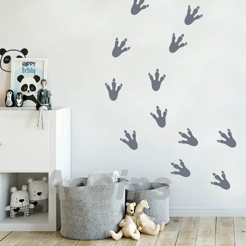 Dinosaur Paw Print Wall Decals - Cartoon Claw Pattern for Kids Room Decor