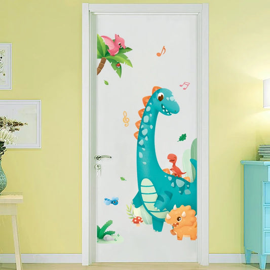 Large Cartoon Dinosaur Wall Stickers for Kids – Removable Nursery, Bedroom, and Bathroom Decor DIY Decals