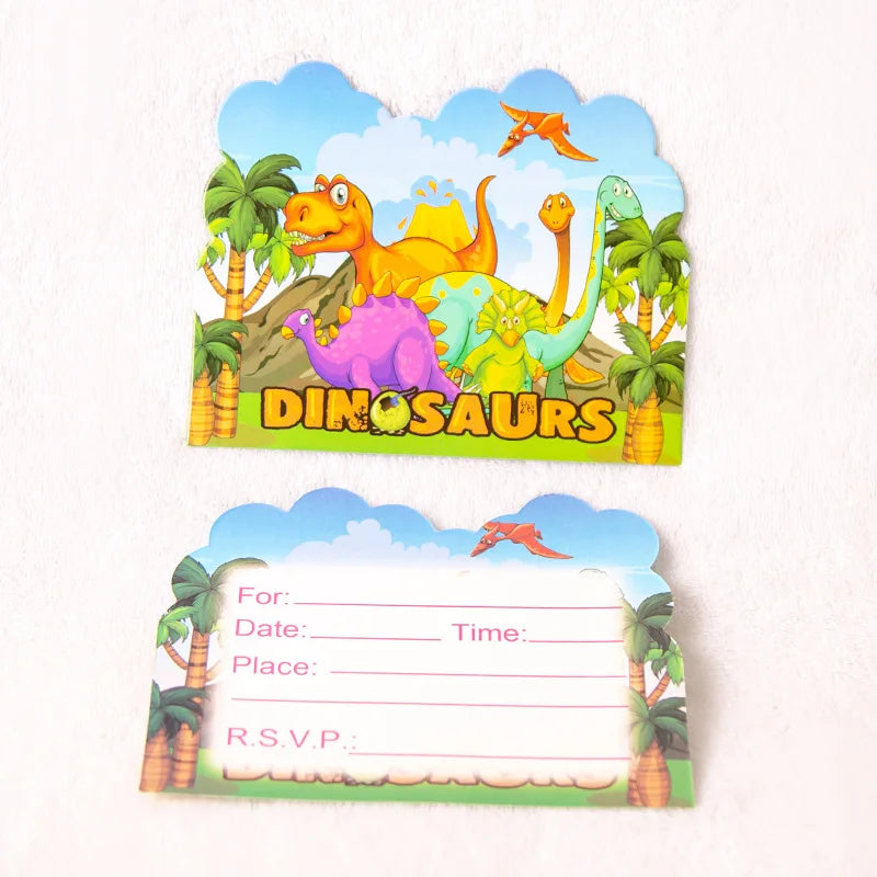 10PCS Dinosaur-Themed Happy Birthday Invitation Cards