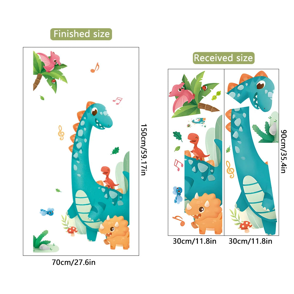 Large Cartoon Dinosaur Wall Stickers for Kids – Removable Nursery, Bedroom, and Bathroom Decor DIY Decals