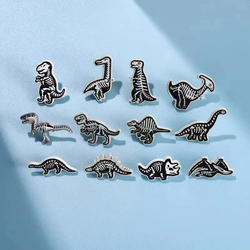 Custom Ancient Dinosaurs Enamel Pins Punk Gothic Brooch Lapel Badges Backpack Cartoon Animal Accessories Jewelry Gifts Wholesale