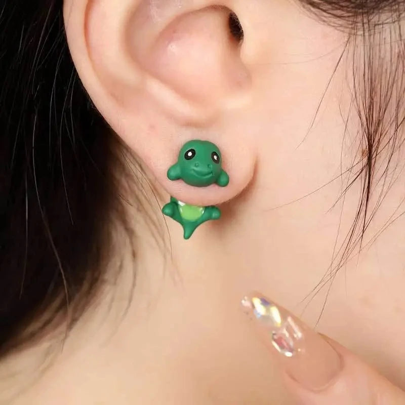 New Cute Cartoon Dinosaur Polymer Clay Stud Earrings 2023 Fashion Creative Design Personality Animal Women Earrings Wholesale