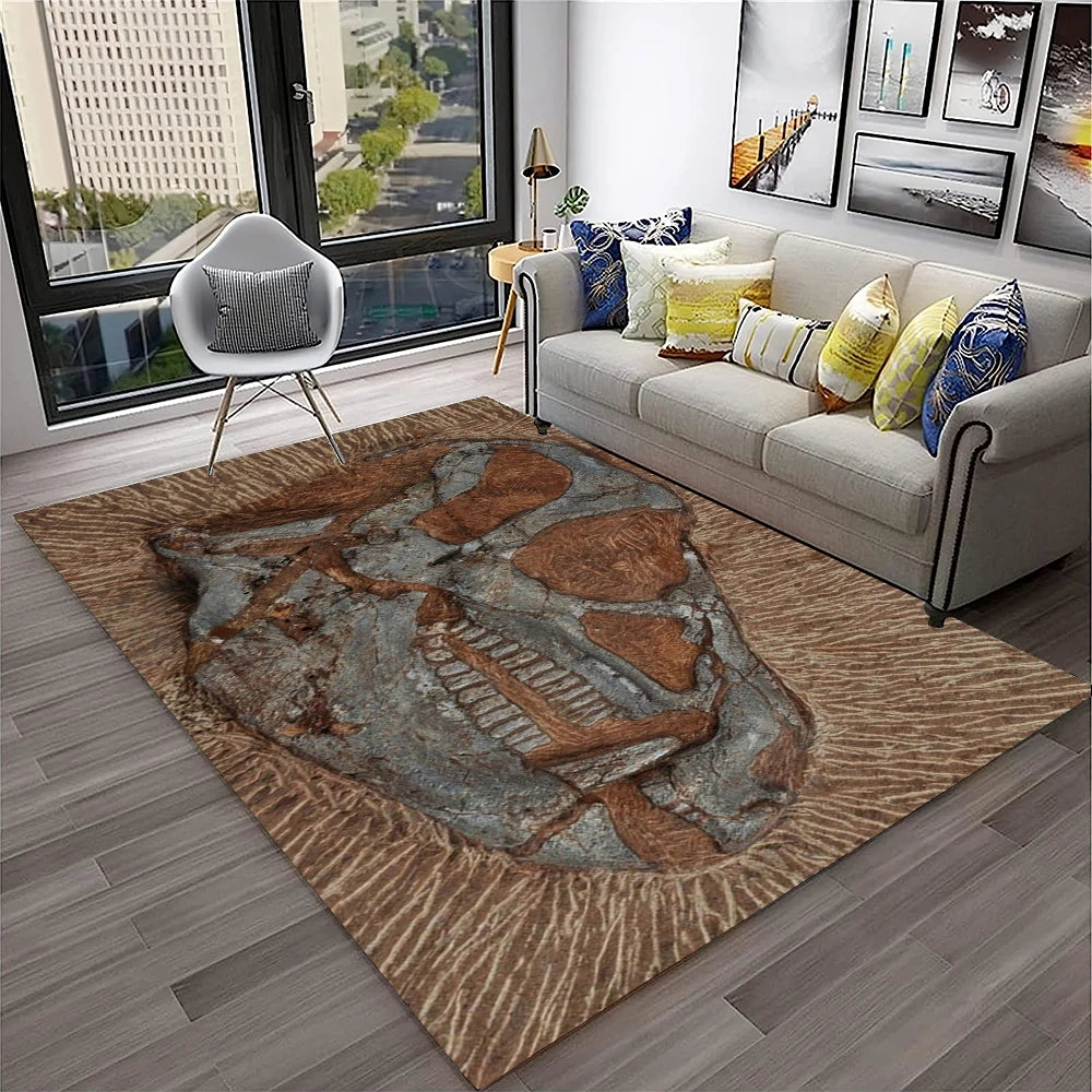 3D Dinosaur Fossil Carpet Rug for Living Room, Bedroom, Sofa, Kids Area